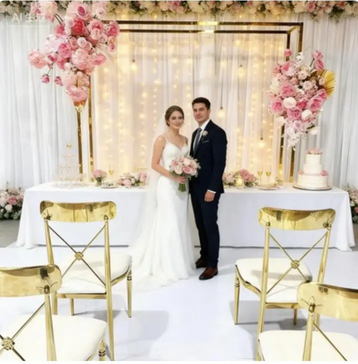 

Венки блестящие позолоченные железные квадратные арки полка экран золотой свадебный реквизит фон подставка для цветов вечеринка сцена