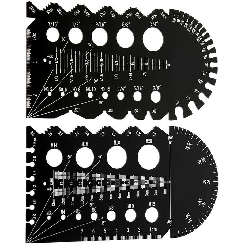DTA6 Thread Pitch Multi-Gauge Set Metric and Imperial Metal Thread Gauges Tool for Screws Bolts Measurement