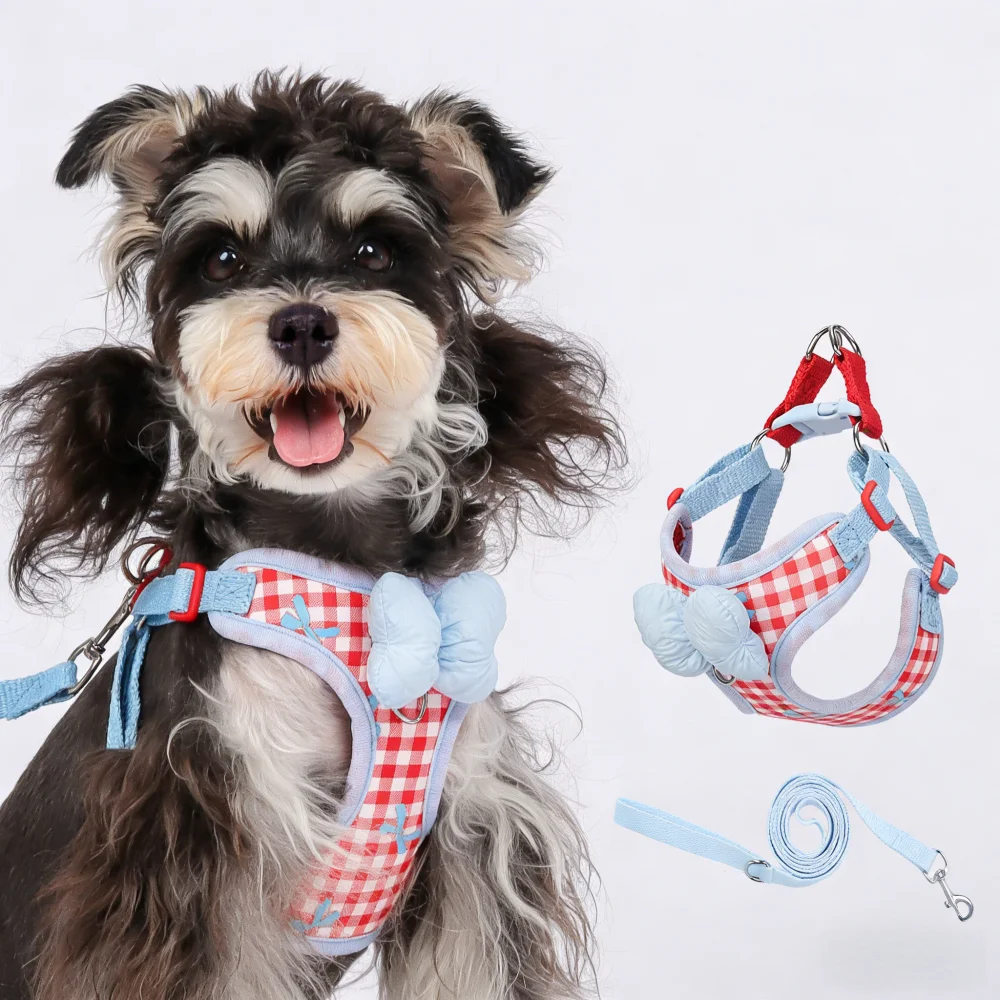 

Puppy Harness Set Pet Accessories Dog and Cat Harness Vest French Bulldog Chihuahua Kitten Collar Pet Dogs Leash