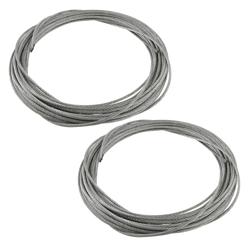 2X 3Mm Diameter Flexible Stainless Steel Wire Rope Cable 12 Meter Length