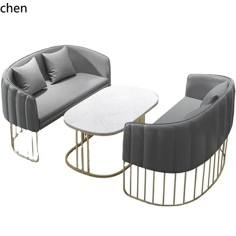 TQH-c13  Double Sofa Table and Chair Set for Nail Salon Leisure Rest Area Reception Booth