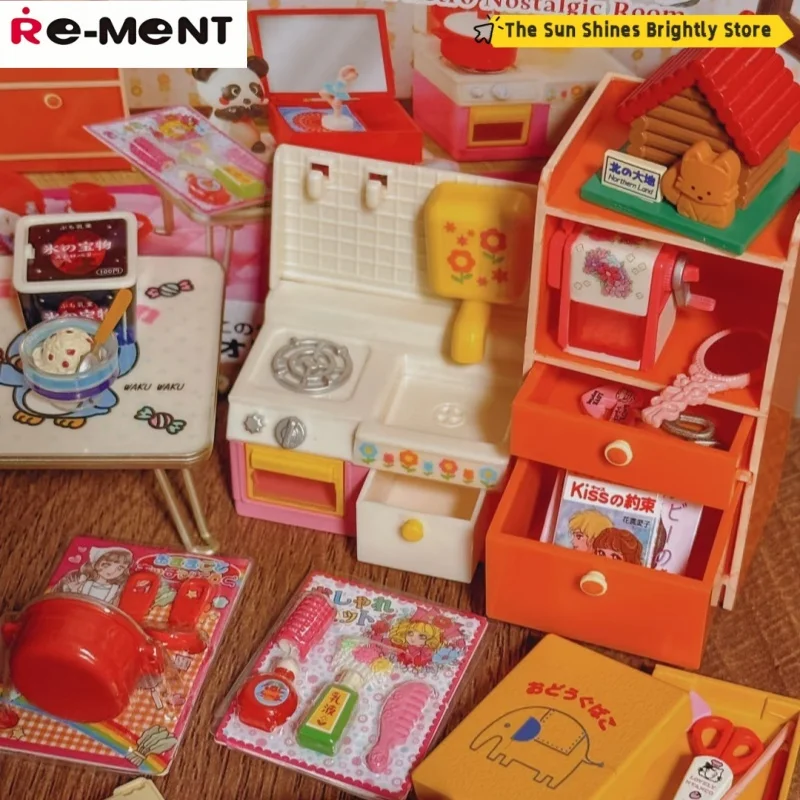 In Stock Re-Ment Genuine Showa Retro Memories My Room Miniature Scene Collecte Action Model Blind Box Surprise Gifts