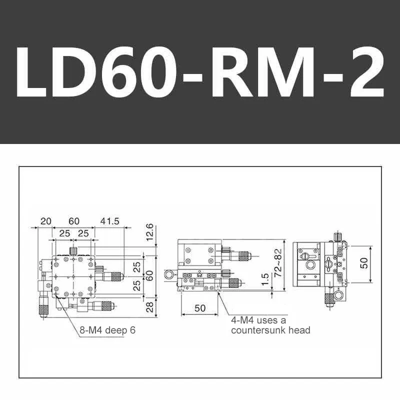 New In stock LD60-LM/CM/RM-2 XYZ Axis Three-dimensional Trimming Platform High Precision Manual Sliding Table Horizontal Lifting