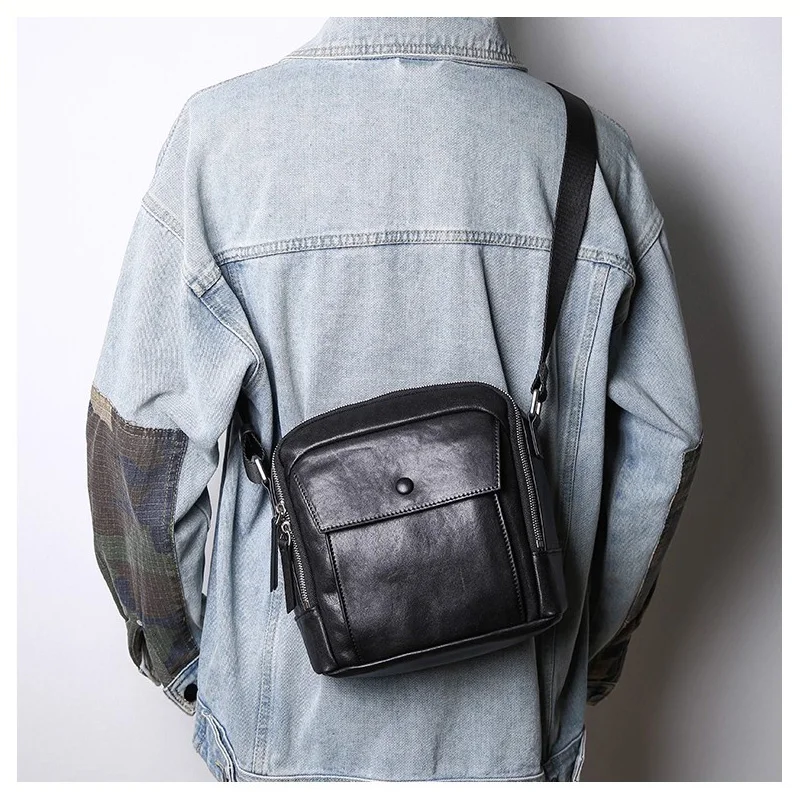 SENOFAN 2025 العلامة التجارية حقيبة كتف الرجال التنقل حقيقية جلد البقر حقائب ساعي مموهة للرجل حقيبة باد صغيرة الذكور الأسود