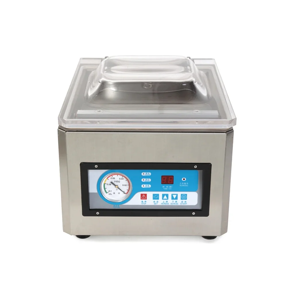 DZ260 Máquina envasadora de sellado al vacío de bolsas de frijoles con fechas y fechas de una sola cámara pequeña de escritorio semiautomática