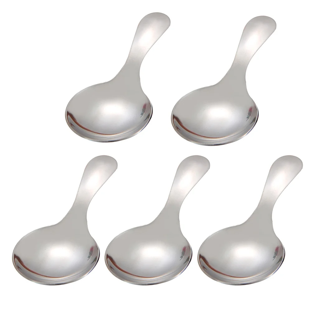 

5Pcs Stainless Steel Dessert Spoon Round Food Serving Scoop Ice Cream Spoon Creative Tableware Kitchen Dining