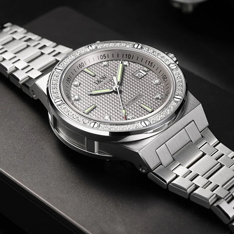 

КАРНАВАЛ Роскошные мужские часы с бриллиантами, высококачественные механические наручные часы, сапфировые водонепроницаемые автоматические часы с японским механизмом