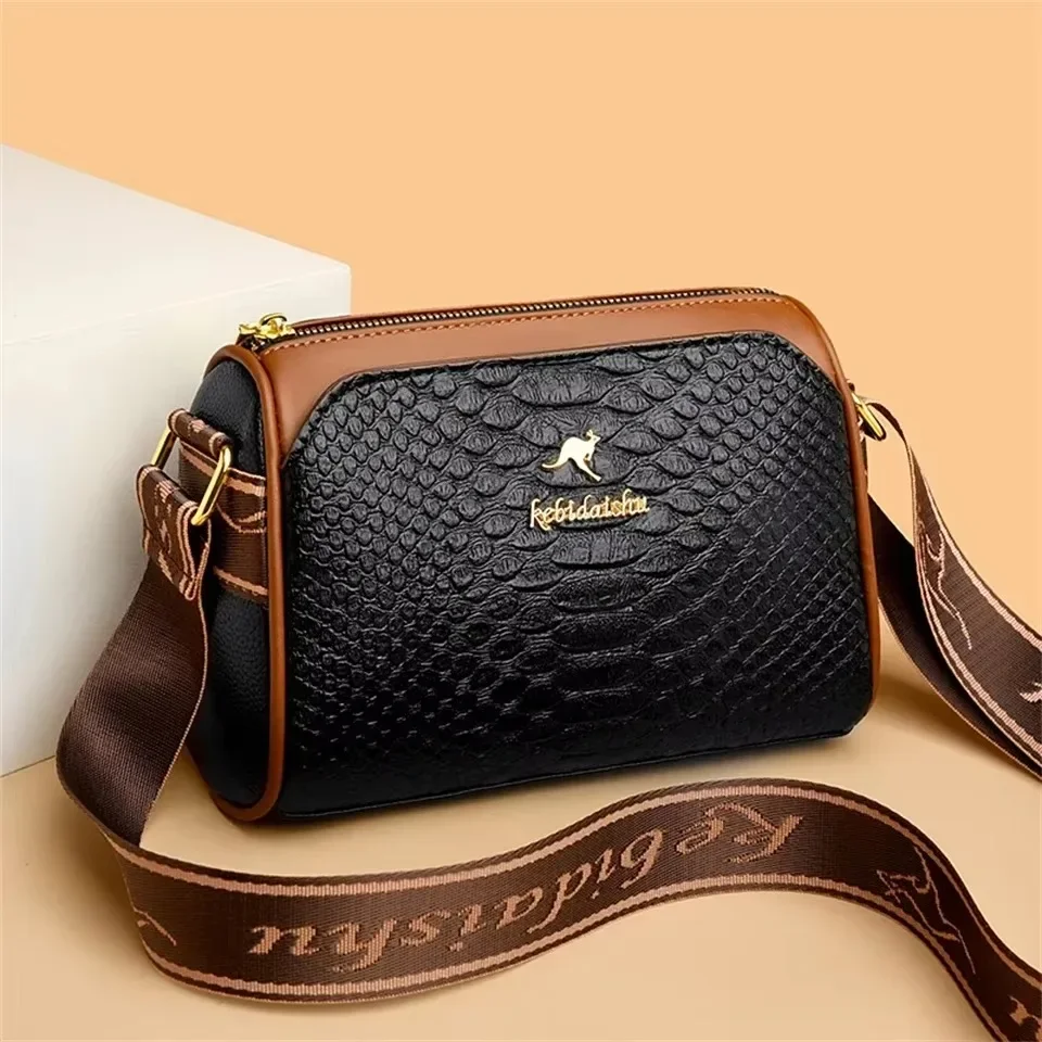 

Women's Crocodile Pattern Shoulder Bags Ladies Crossbody Bag With Adjustable Strap Quality Soft Leather Handbags Messenger Sac