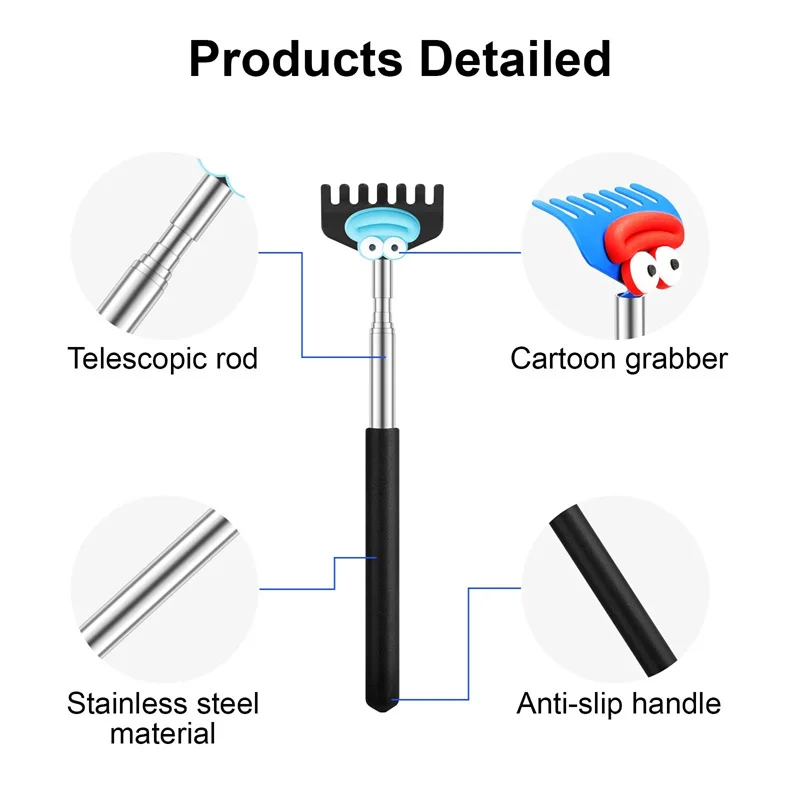 

Выдвижная телескопическая чесалка для спины из нержавеющей стали, массажер-чесалка, средство от зуда, для расслабления спины