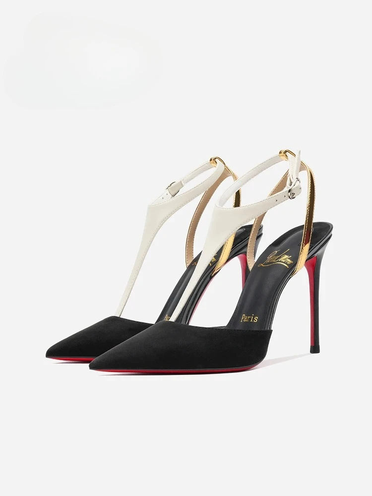 2026 New Pointed Stiletto High Heels Shallow Mouth Banquet Fashion Baotou Back Buckle Sandals