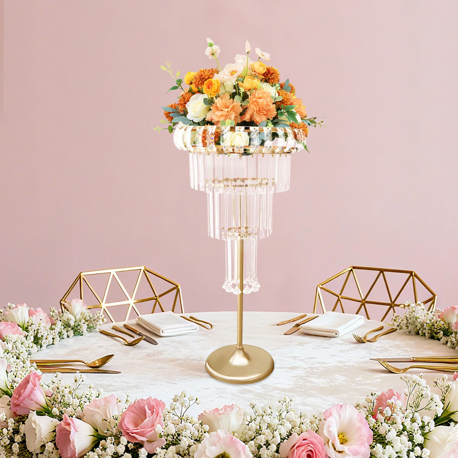 

4-ярусная современная подставка для цветов золотого цвета, высотой 82 см/32,28 дюйма, для демонстрации ваших любимых растений, цветов или других украшений