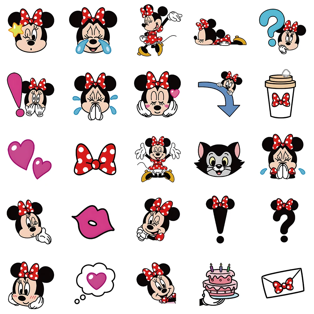 Disney-minnie-子供用の漫画のステッカー,かわいいアニメーション,落書き,防水デカール,電話のおもちゃ,ウォーターボトル,ギター,10個,20個,40個