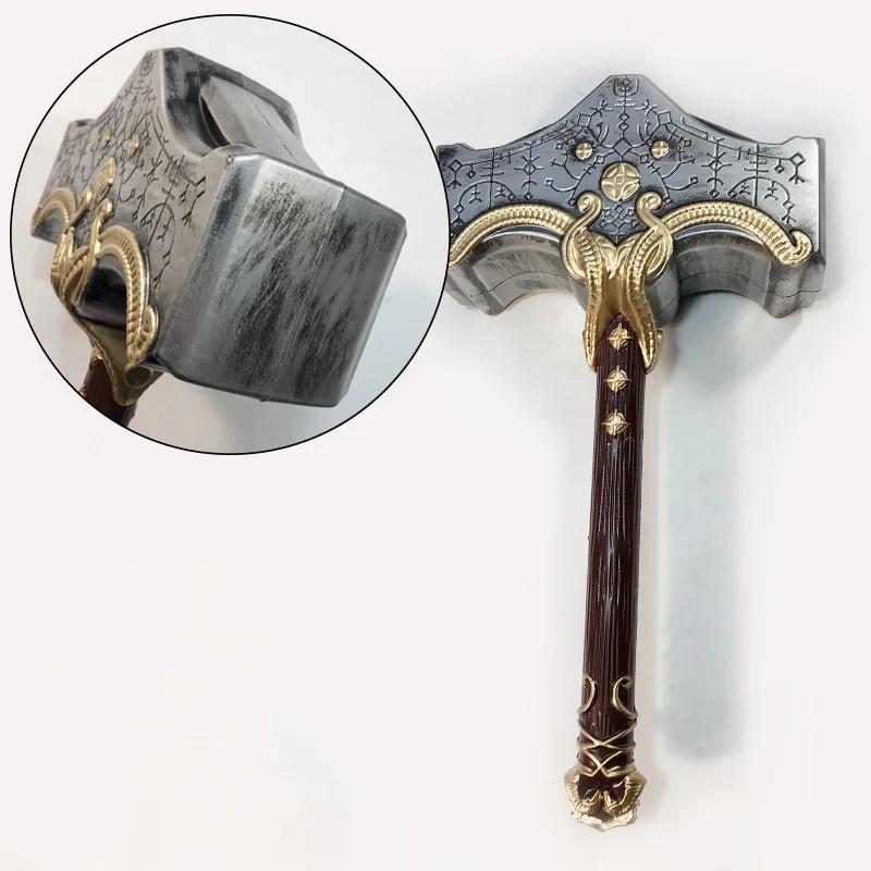 God of War Cosplay Weapon Thor Hammer 1:1 Chaos Blade Flame Tomahawk Thunder Hammer Prop Role Playing Ghost Beast Hammer PU Weap