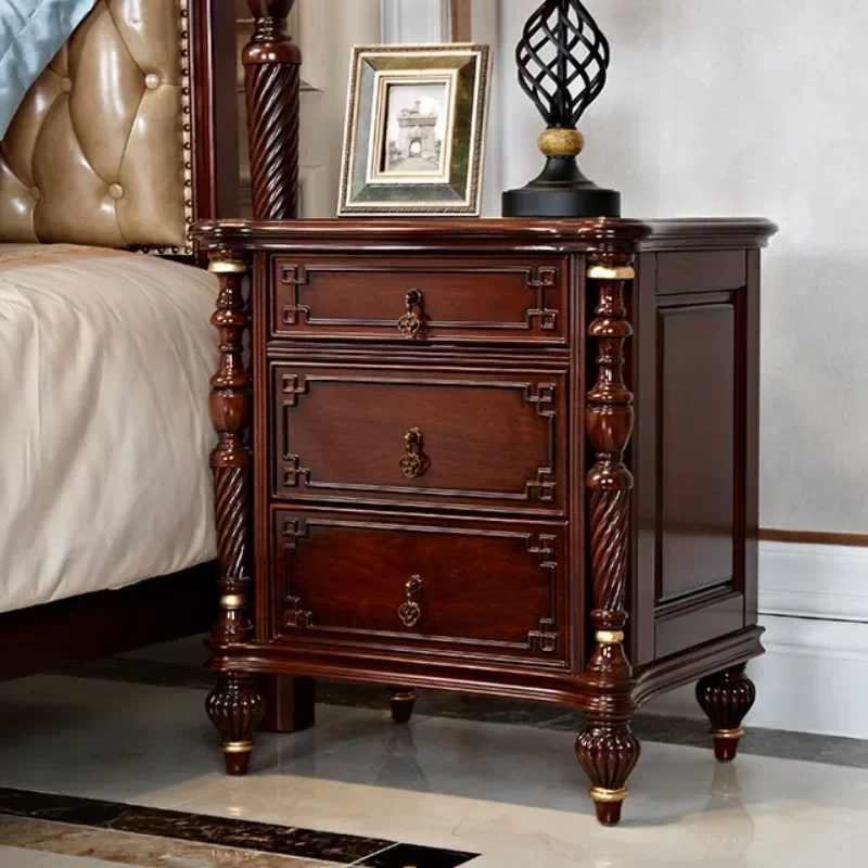 Home Bedroom Furniture Solid Wood Nightstand Small Tables With 3 Drawers C365