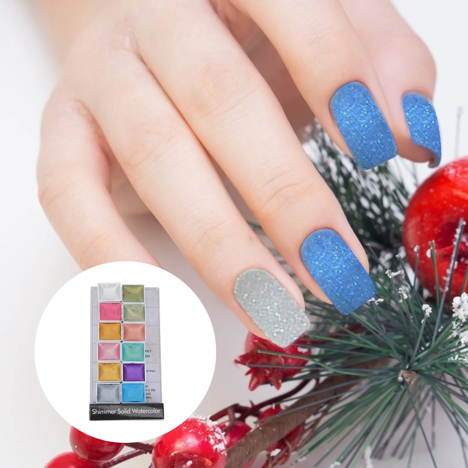 

Watercolor Pigment Set 12 Eye-Catching Colors Glitter Design for Students Teachers Artists Kids Manicure Art Pearlescent Pigment