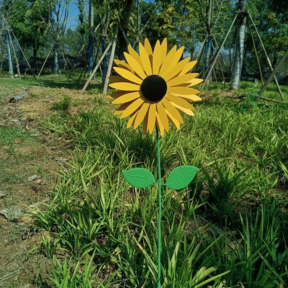 Metal Rotating Sunflower Wind Spinner Sunflower Windmill with Stake Standing Lawn Flower Pinwheel Outdoor Garden Decorations