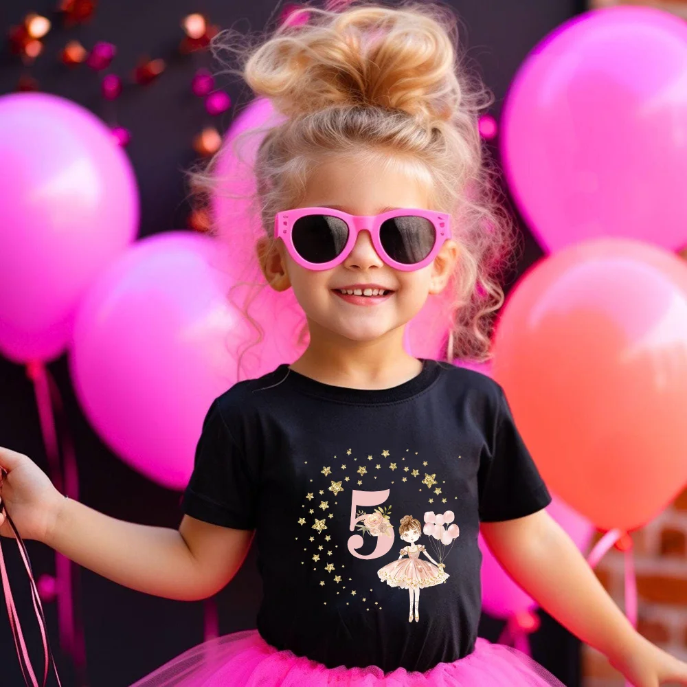 

Ballerina Birthday Shirt Girls Ballet Short Sleeve T-Shirt Ballet Birthday Shirts Dancer Gift Ballerina Party Outfit
