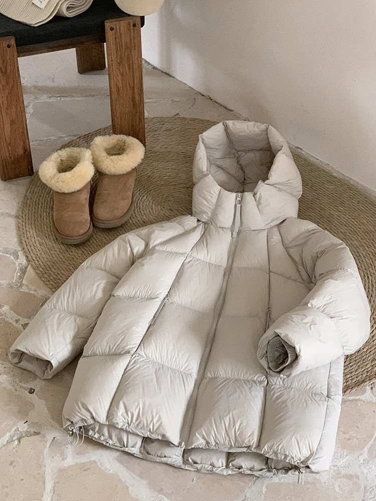 Winter Verdicken Mit Kapuze Unten Jacke Für Frauen Einfarbig Alle Spiel Weiche Zipper Jacken Gerade Bein Lose Pendeln Top