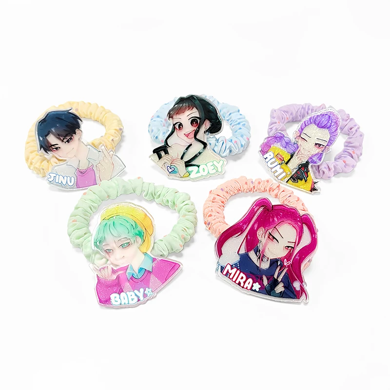 5 uds mujeres niñas Kpop Hunter Rumi lazos para el cabello conjunto de cuerdas para el cabello lindos Hunters Rumi Mira Zoey coleteros elásticos accesorios para el cabello