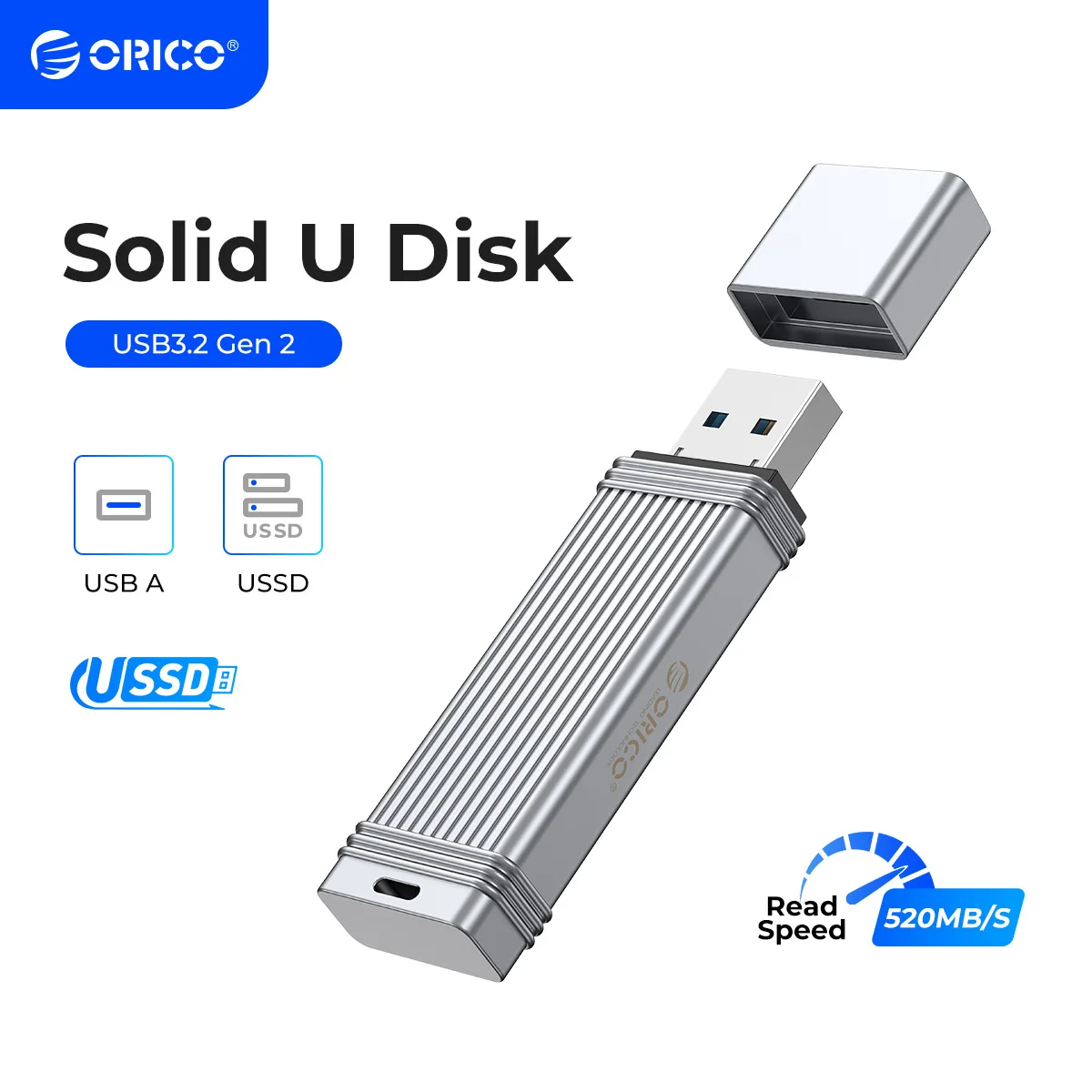 

ORICO USSD Mobile Solid U Disk 520MB/S USB Flash Drive 1TB 512GB 256GB 128GB Type-C USB 3.2 Pen Drive Metal Solid State U Disk