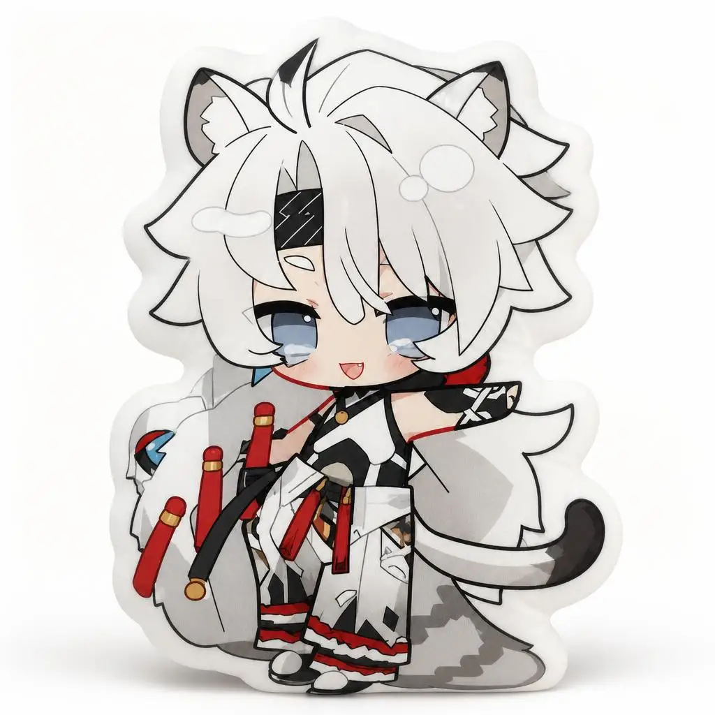 Wuthering Waves Sanhua Chibi Anime Catgirl Gamer Plush Pillow Cushion Irregular Stuffed Throw Pillow Home Decor Gift Sofa Bed