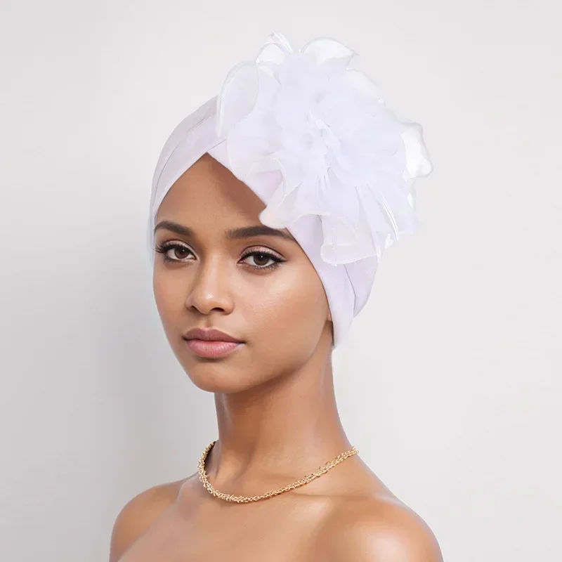 Gorros de Turbante de flores grandes indios para Mujer, gorros elásticos musulmanes, gorro para la pérdida de cabello, gorro para quimio, Turbante para Mujer, gorros africanos
