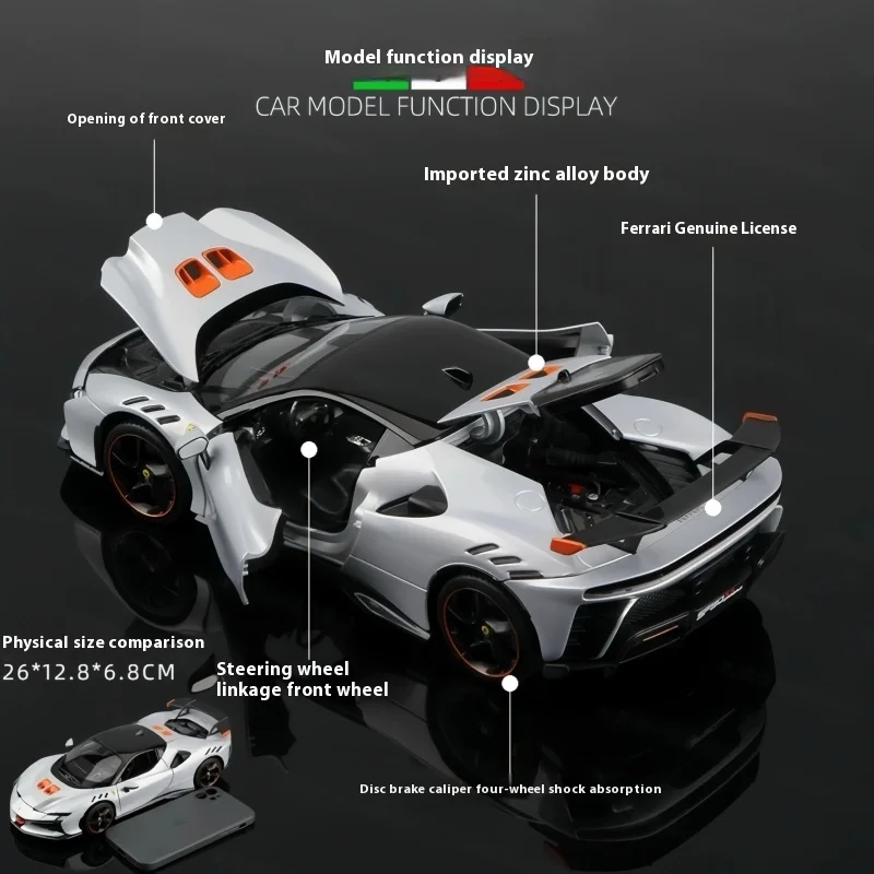 Original Bburago 1:18 Ferrari SF90 XX Stradale Bianco Automodell Legierung Miniaturdruckguss Modell Ferrari Sportwagen Modell Spielzeug Geschenke