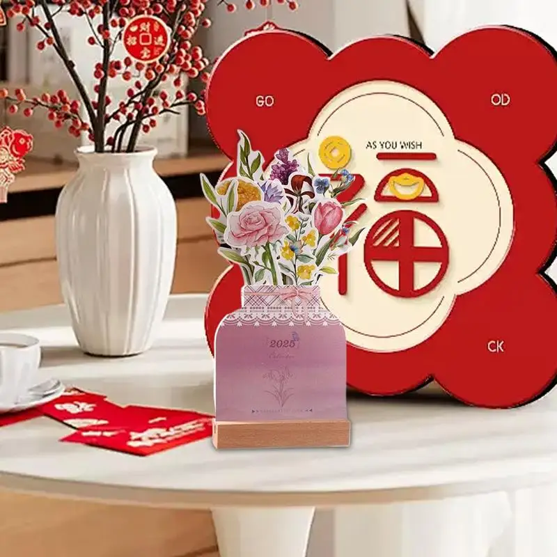 Desk Pad Calendar 2025 Calendar Monthly Calendar With Wooden Base Monthly Desktop Decoration Calendar Compact For Home