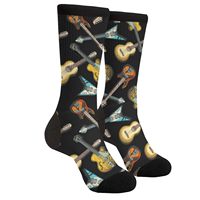 Vintage Guitar Novelty Crew Socks Casual Crazy Funny Dress Socks For Women Men Teens Gift Print One Size