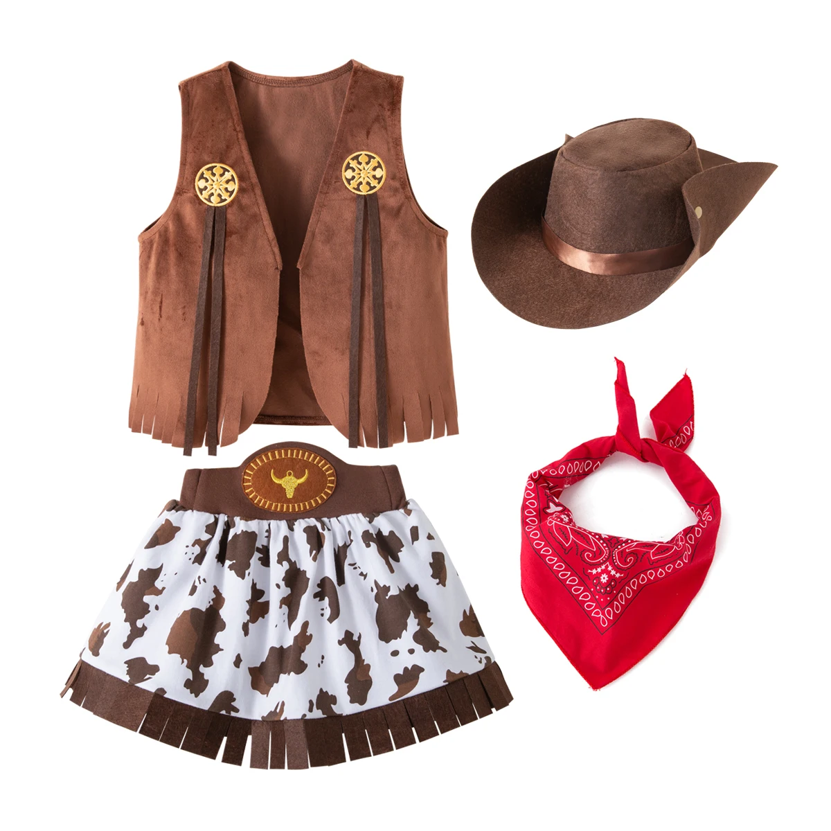 

Cowboy Costume for Girls Purim Halloween Toddler Cowgirl Cosplay Vest Skirt Party Fancy Dress Carnival Birthday Clothes