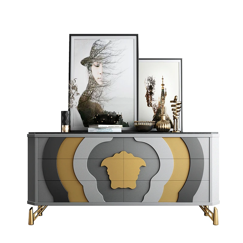 

Italian light luxury porch cabinet, simple modern art decoration locker with dining edge