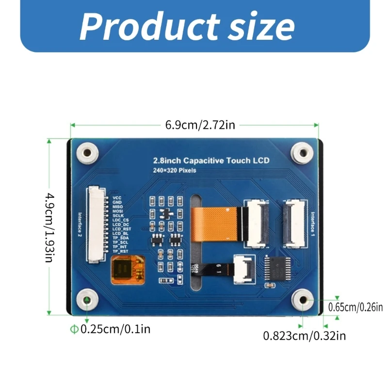 20CB 2.8 "Màn hình cảm ứng đầy màu sắc Mô-đun LCD độ phân giải 240x320 Vỏ kính cường lực cho các thiết bị điện tử