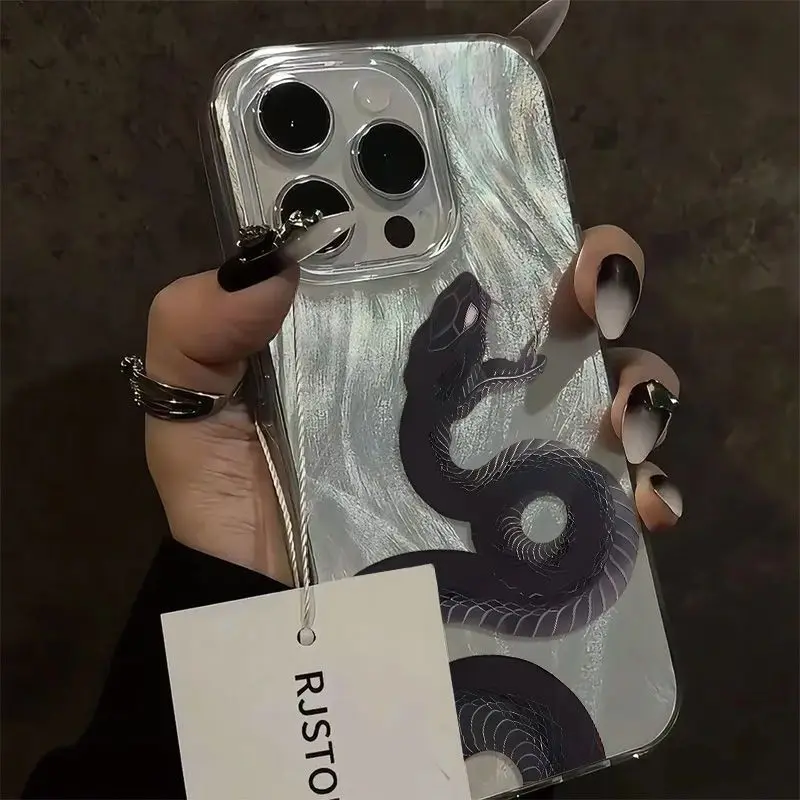 

Чехол для телефона со спиральной змеей для iPhone 17 17 pro 16 15 Pro Max 17air 14pro 11 13 12 pro max xr xsmax Cover