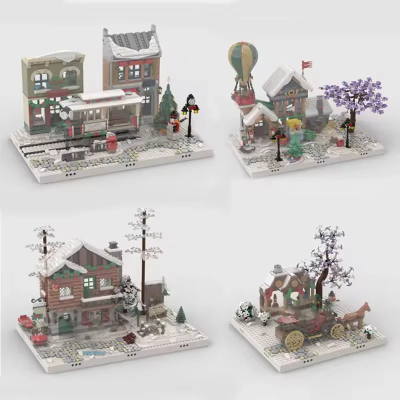 MOC-Creative Winter Village Base Building Blocks, Brick Assembly Model, Toy Gift, 10325, 40424, 10275, 21325, 10293,40602, 10308