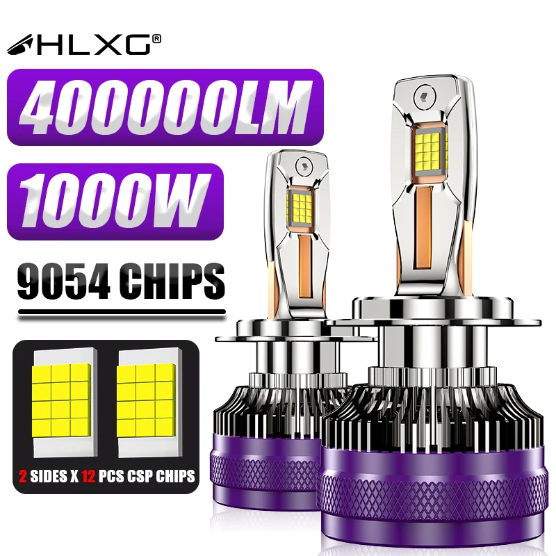 1000W 400000LM H7 Led Canbus Car Headlight Bulb H4 Turbo Led Lamp H9 H11 HB3 9005 HB4 9006 H1 9012 HIR2 LED 6000K 12V Fog Light