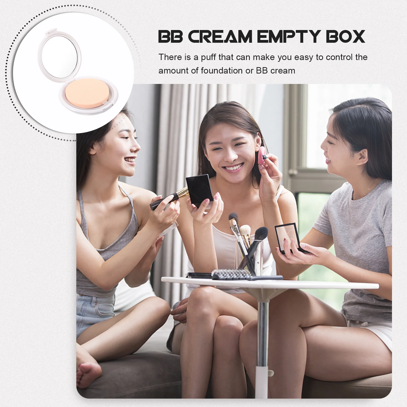 

2Pcs Empty Cushion Foundation Case with Puff Portable Makeup Foundation Container for DIY Cream Blusher Compact Travel Use