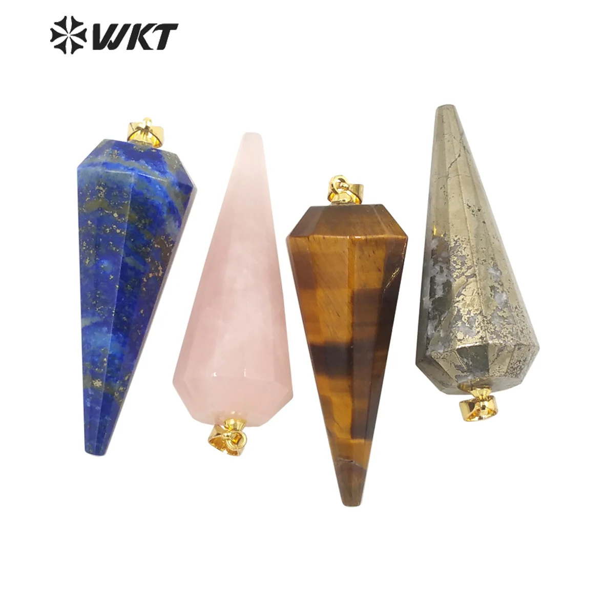 WT-P1803 Wholesale Natural Stone Made Conical Pendulum Pendant Amazing Gemstone Bullet Pendant For Necklace