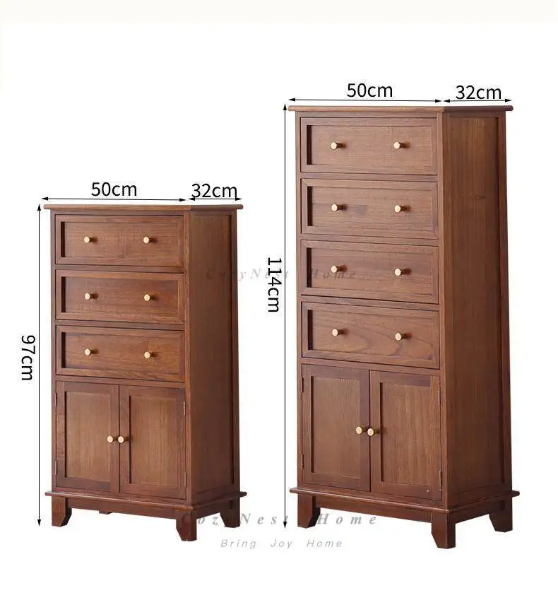 Solid wood multi-layer porch drawer type high-end multi-functional household wall storage five buckets