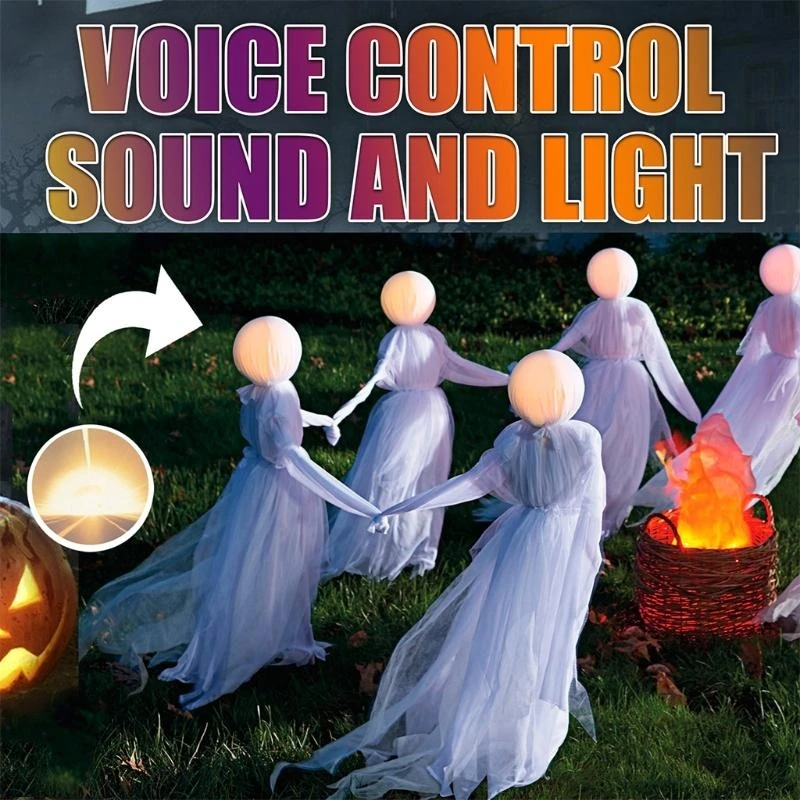 Y5GC Yard Sign Feminino Fantasma Mannequim Decorações ao ar livre Decorações Halloween Yard