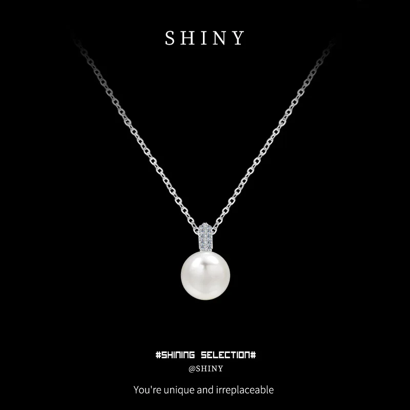 

S925 Solid Silver Pearl Necklace for Women High-End Versatile Jewelry Gift for Christmas & Valentine's Day