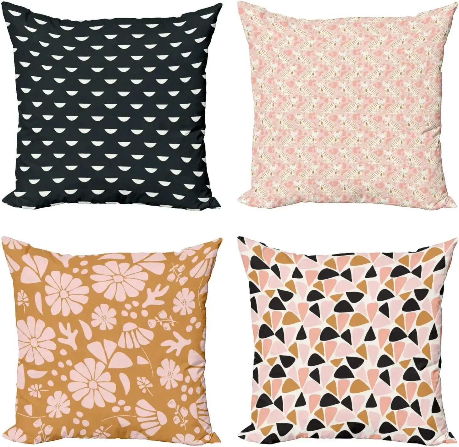 Abstract Pillow Cover Pink Flowers and Geometric Shapes Modern Digital Printing Sofa Cushion Cover, pillowcase 50*50 decor