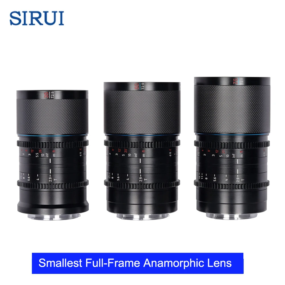 SIRUI Saturn 35 мм 50 мм 75 мм T2.9 1.6X полнокадровые анаморфные линзы из углеродного волокна SIRUI Saturn 35 мм T2.9 1.6X полнокадровые карбоновые линзы