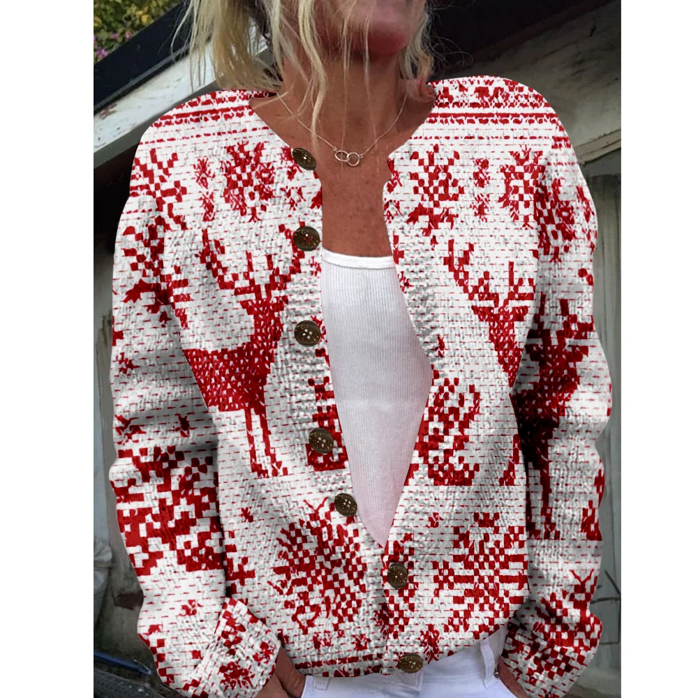 

Autumn Winter Knitted christmas Cardigan Sweater Streetwear Women Sweaters Knit Top Casual Cool Jumpers Fashion