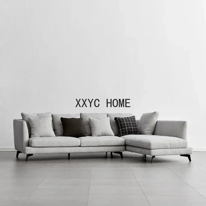 Fabric Sofa Combination Simple Modern Large and Small Apartment Type Living Room L-Shaped down Sofa Gray