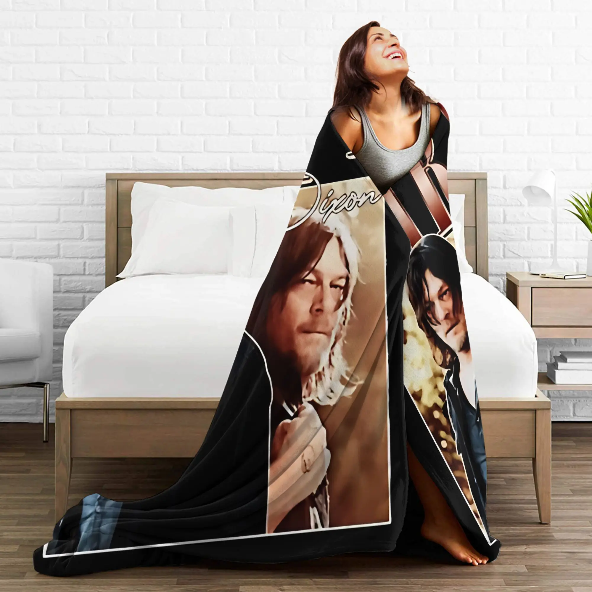 Daryl Dixon Bootleg Vintage  The Walking Dead Flannel Blankets Winter  Super Soft Bedding Throws for Boy Girl Bedspread Sofa Bed - view 5