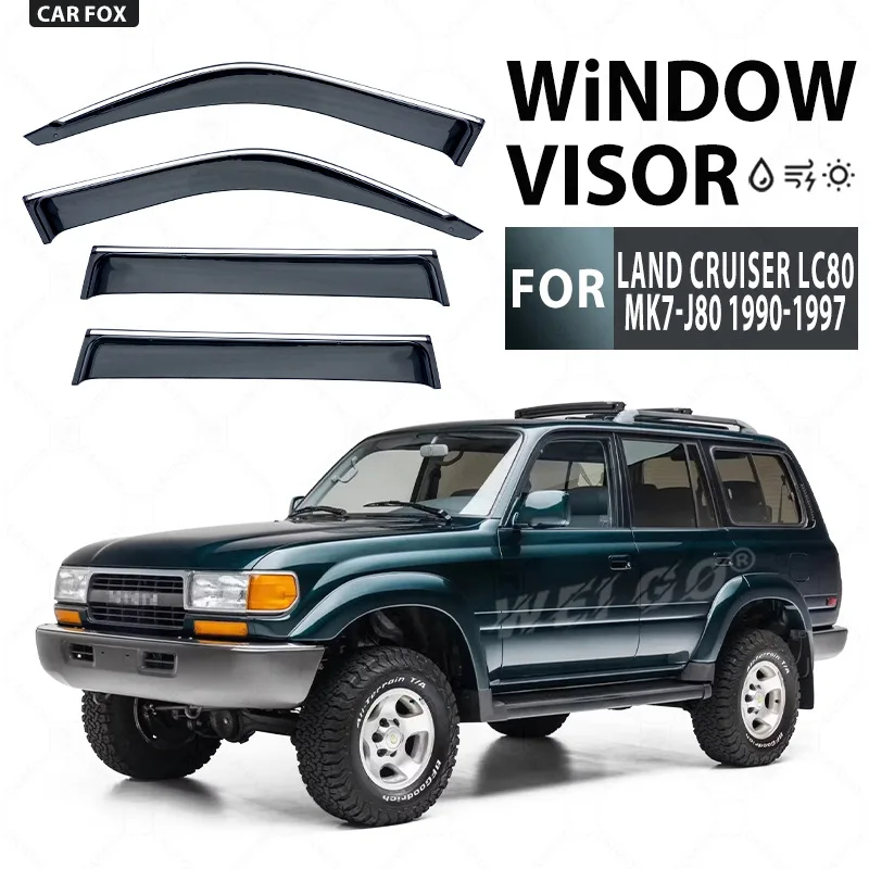 

Car Sunvisor Windshield Deflector Window Visor PC Injection Molded Rain Shield For Toyota Land Cruiser LC80 FJ80 LC70 100.200