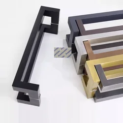 Stainless Steel CC400mm Entry Glass Door Square Bar Pull Handle Back-to-Back