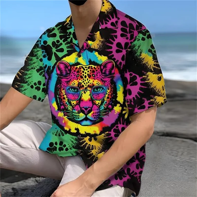 

The tropical hippie men's shirt embodies flexibility and individuality through bold and colorful design