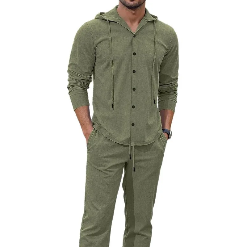 

2025 New Long-sleeved Hoodie Suit Autumn Loose Casual Cotton Linen Cardigan Shirt