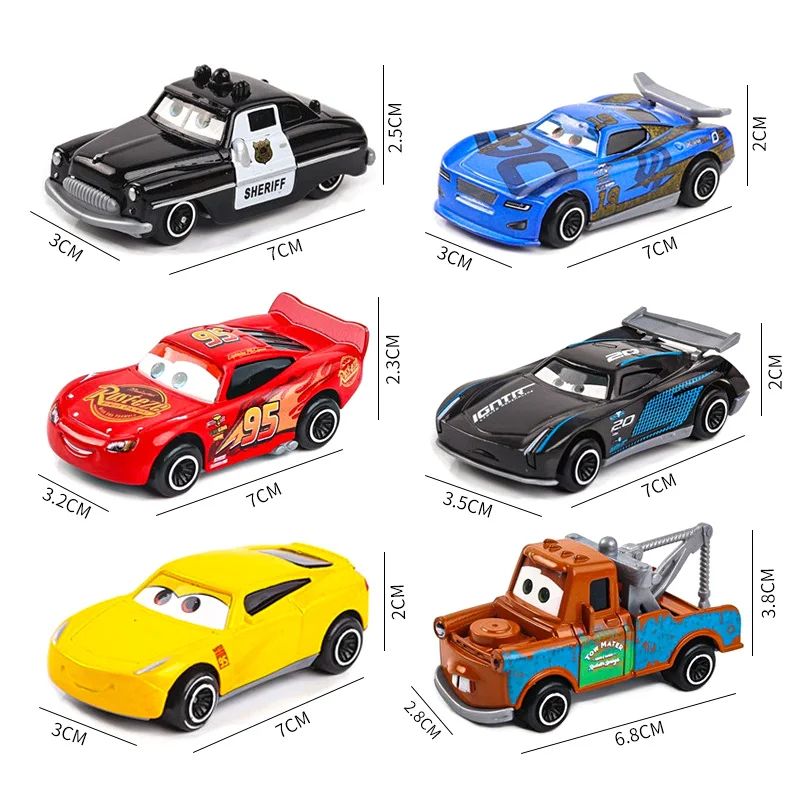 7-6pcs Set Disney Pixar Car 3 2 1 Lightning mcQueen Jackson Storm Mack Truck 1:55 Diecast Metal Car Model Toy Boy Christmas Gift